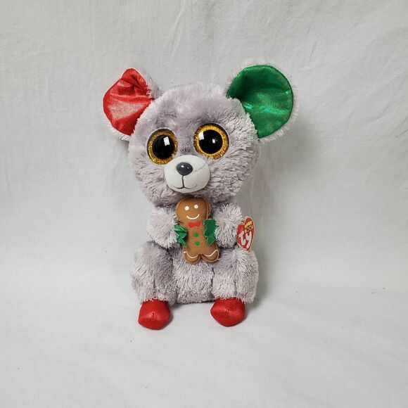 Ty Beanie Boos Mac the Mouse Plush 9” Holiday Christmas Gingerbread - Picture 1 of 6